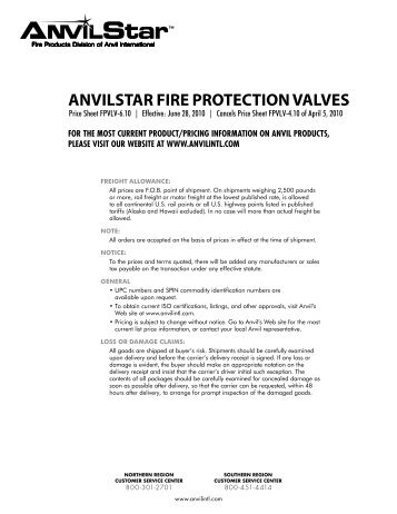 Anvilstar fire protection Valves