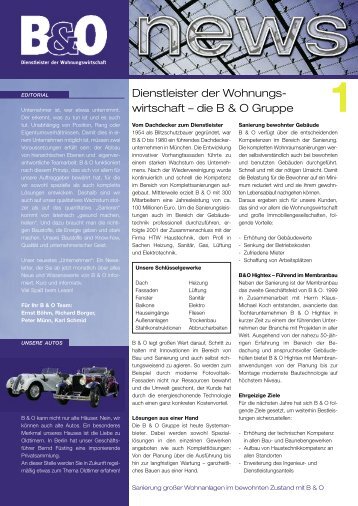 Dienstleister der Wohnungs - wirtschaft – die B & O Gruppe