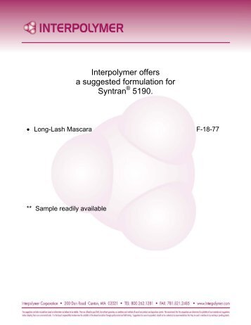 Interpolymer offers a suggested formulation for Syntran 5190