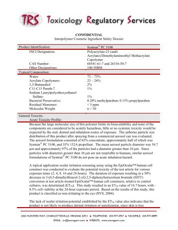 Syntran PC 5100 INCI Designation - Interpolymer