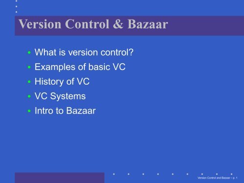 Version Control & Bazaar