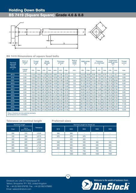 Holding Down Bolts Bs 7419 Square Square Grade 4 6 8 8