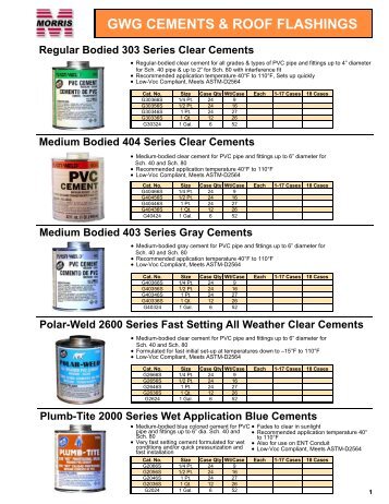 GWG CEMENTS & ROOF FLASHINGS - Morris Products