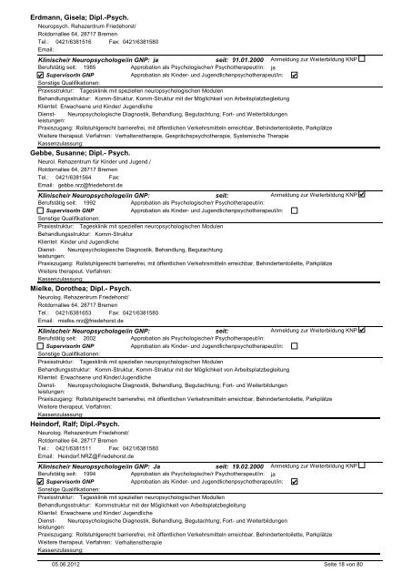 Liste ambulanter BehandlerInnen - GNP