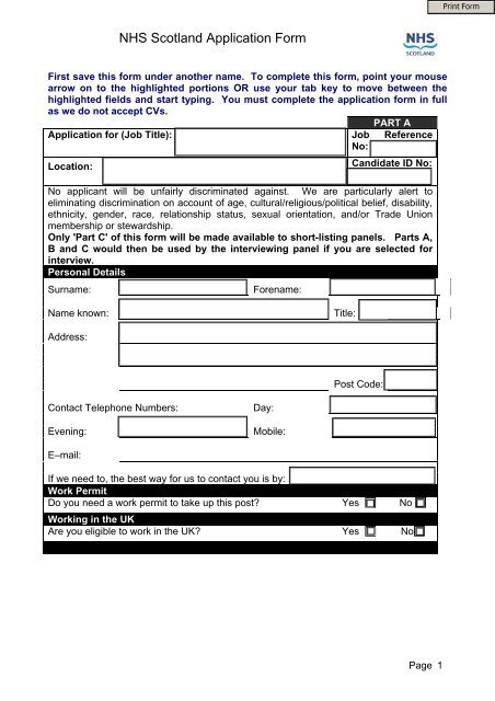 Where to be a pwp trainee? NHS Scotland Application Form