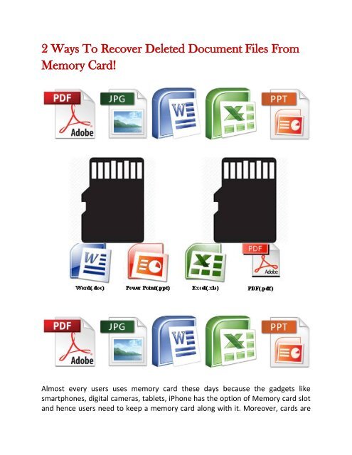 2 Ways To Recover Deleted Document Files From Memory Card!