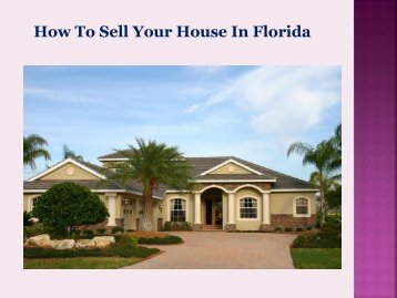 How To Sell Your House In Florida