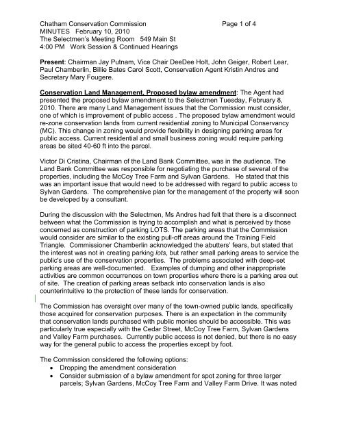 Chatham Conservation Commission Page 1 of 4 ... - Town to Chatham