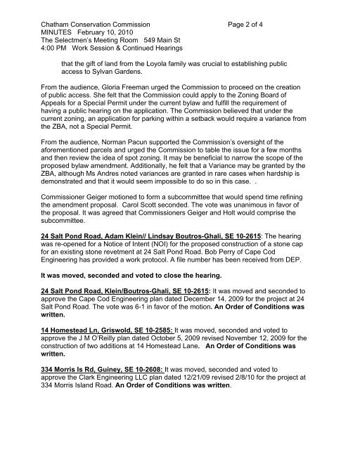 Chatham Conservation Commission Page 1 of 4 ... - Town to Chatham