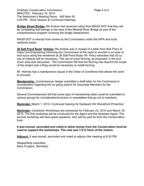Chatham Conservation Commission Page 1 of 4 ... - Town to Chatham