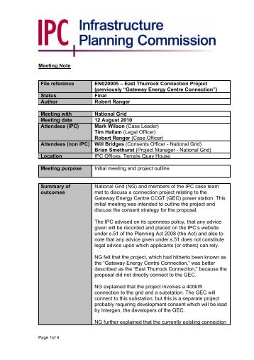 East Thurrock Connection Project - National Infrastructure Planning