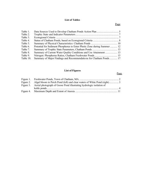 Action Plan for the Town of Chatham Ponds