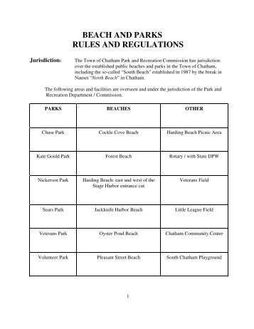 BEACH AND PARKS RULES AND REGULATIONS