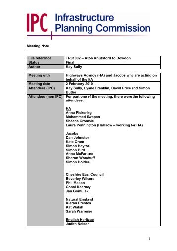 Meeting Note - National Infrastructure Planning