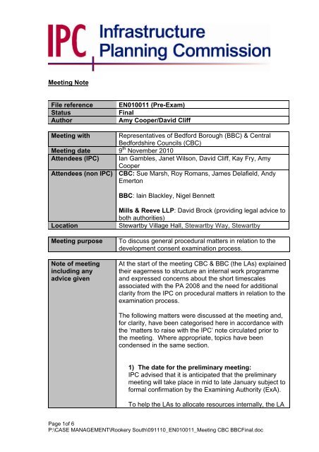 Meeting Note File reference EN010011 (Pre-Exam) - National ...