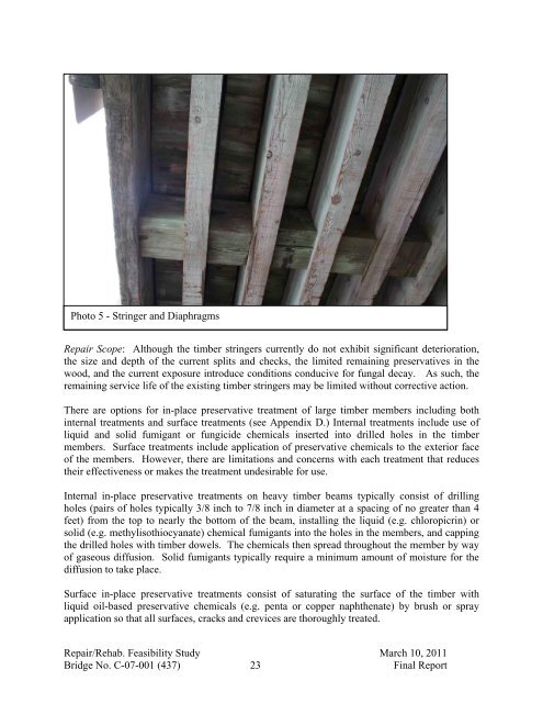 BRIDGE REPAIR/REHABILITATION FEASIBILITY STUDY