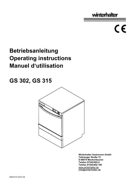 Betriebsanleitung Operating instructions Manuel d'utilisation GS 302 ...