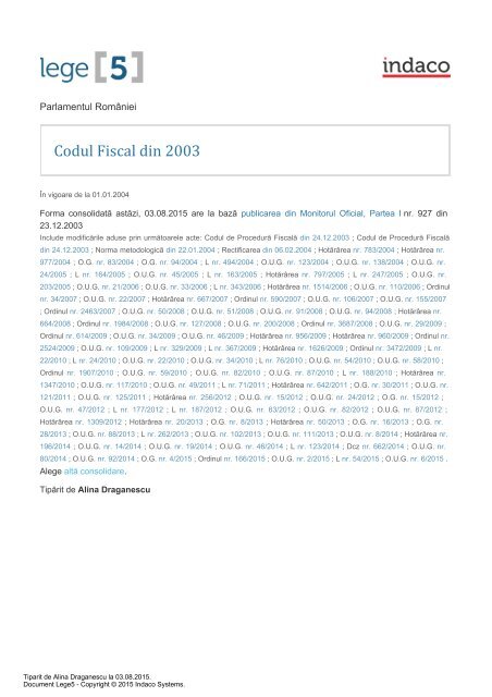 Codul Fiscal din 2003