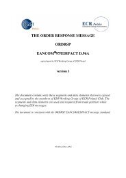 THE ORDER RESPONSE MESSAGE ORDRSP EANCOM 97/EDIFACT D.96A