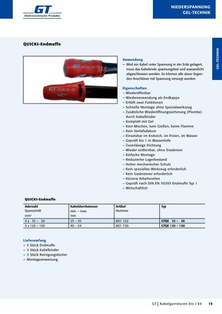 Kabelgarnituren - GT Elektrotechnische Produkte GmbH