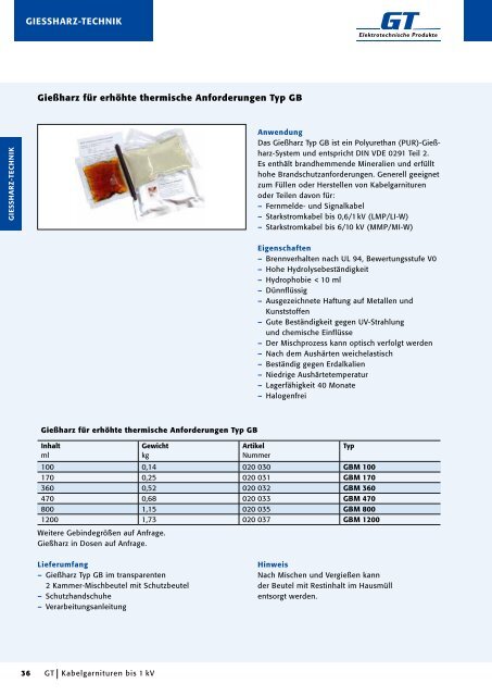 Kabelgarnituren - GT Elektrotechnische Produkte GmbH