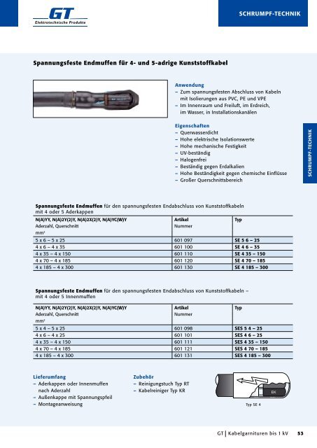 Kabelgarnituren - GT Elektrotechnische Produkte GmbH