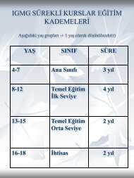 IGMG SÜREKLİ KURSLAR EĞİTİM KADEMELERİ