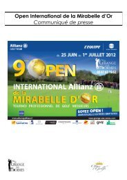 Open International de la Mirabelle d’Or Communiqué de presse