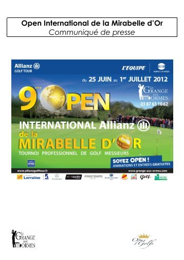 Open International de la Mirabelle d’Or Communiqué de presse
