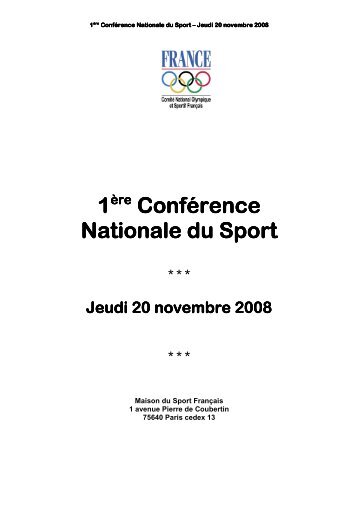 Conférence 1 Nationale du Sport