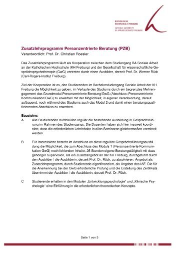 Ordnung für das Zusatzlehrprogramm - KH Freiburg