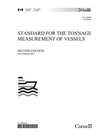 standard for the tonnage measurement of vessels - Transports Canada