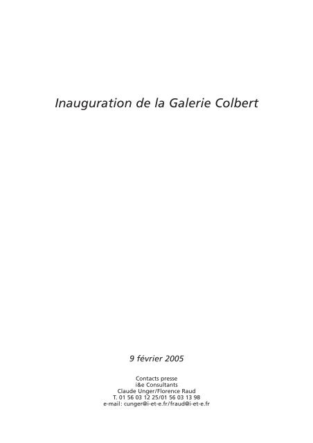 Inauguration de la Galerie Colbert