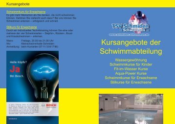 Kursangebote der Schwimmabteilung