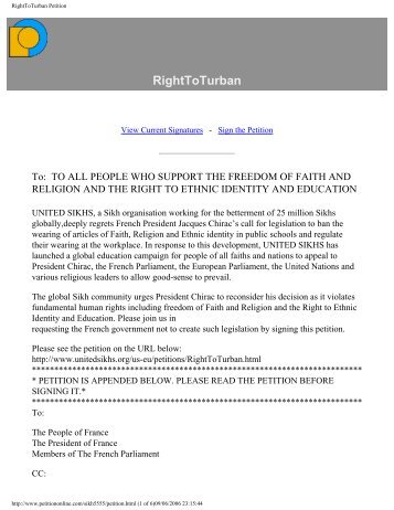 RightToTurban Petition - United Sikhs