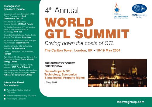 Fisher Tropsch Gtl Technology Economics The Cwc Group