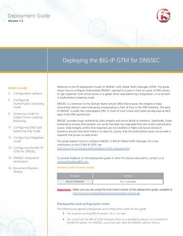 Deploying the BIG-IP GTM for DNSSEC - F5 Networks