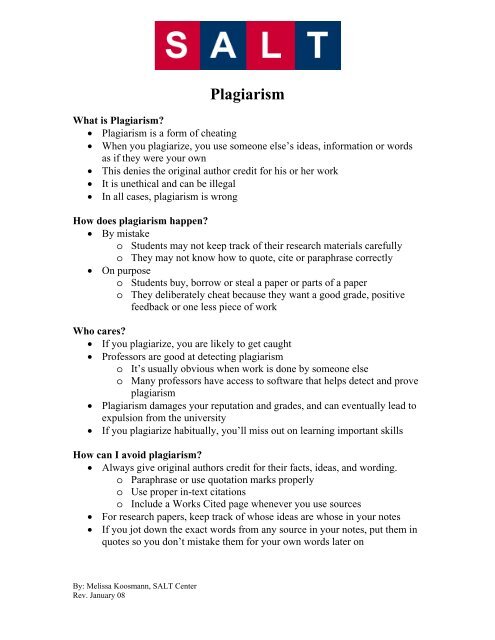plagiarism is a mistakes in a research paper