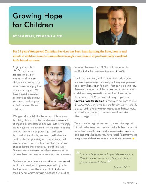 Spring 2013 Impact Magazine - Wedgwood Christian Services