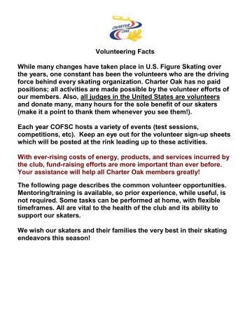 Volunteering Fact Sheet - Charter Oak Figure Skating