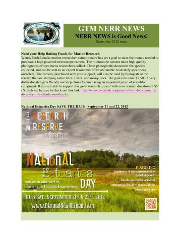 GTM NERR NEWS - Florida Department of Environmental Protection