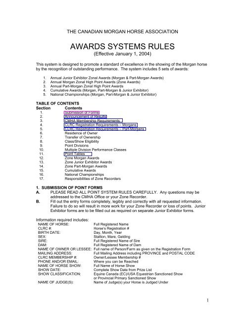 Awards Systems Rules