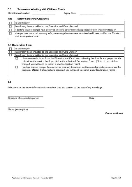 Application for ARB Licence Renewal - Department of Education