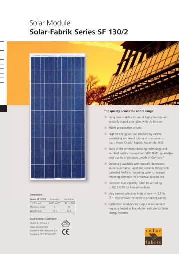 Solar Module Solar-Fabrik Series SF 130/2