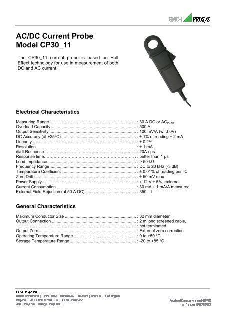 AC/DC Current Probe Model CP30_11