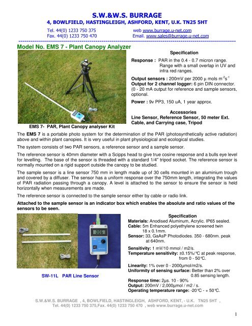 Model No EMS 7 - Plant Canopy Analyzer