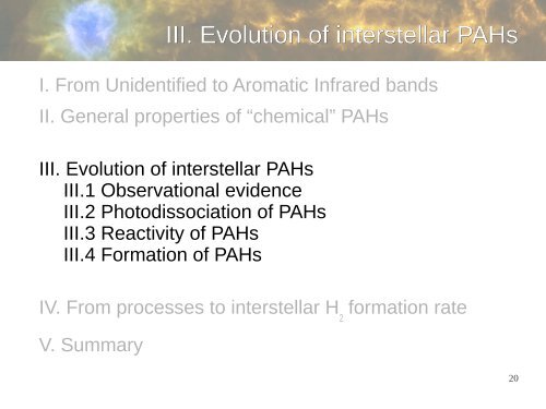 Astrochimistry – Spring 2013 Interstellar PAHs