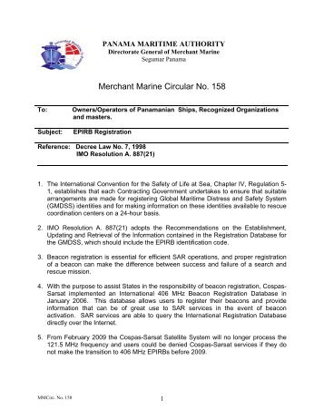 Merchant Marine Circular No 158