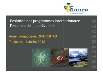 Evolu&on des programmes interna&onaux l’exemple de la biodiversité