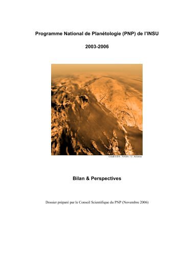 Bilan et perspectives - Programme National de planÃ©tologie (PNP)